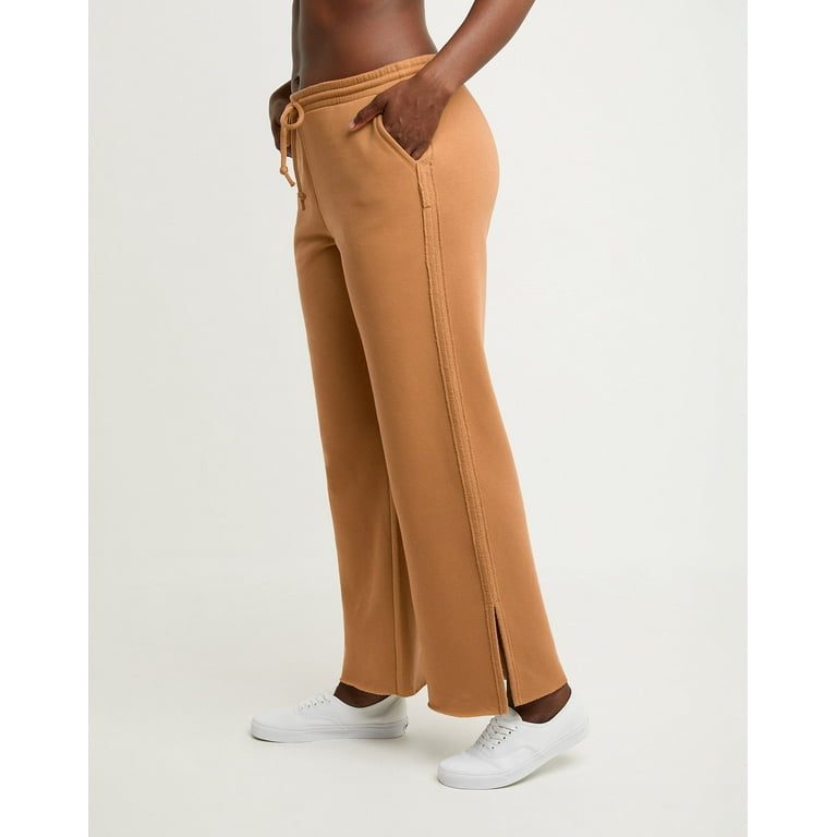 Hanes Women's Raw Edge Fleece Sweatpants With Pockets Brown Sepia M