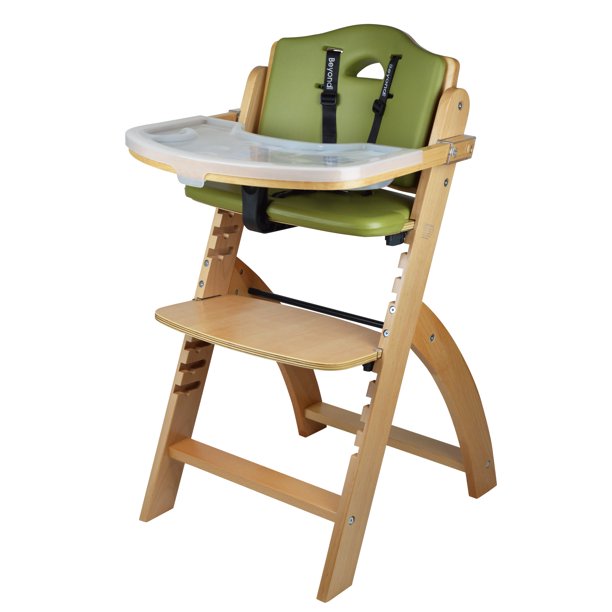 Abiie Beyond Wooden High Chair with Tray, Olive