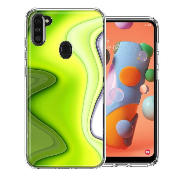 MUNDAZE For Samsung A11 Green White Abstract Design Double Layer Phone Case Cover