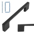 thumbnail image 1 of KOOFIZO Tirador de barra para gabinete con patas anchas, mango sólido moderno negro, espacio entre tornillos de 3,8 pulgadas/96 mm, paquete de 10 para puerta de armario de cocina, dormitorio, aparador, 1 of 1