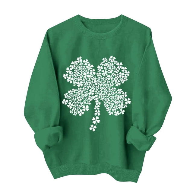 Suéteres de Manga Larga de Mujer Cuello Redondo Suelto Impresión Casual para la Fiesta Del Día de San Patricio Y el Uso Diario