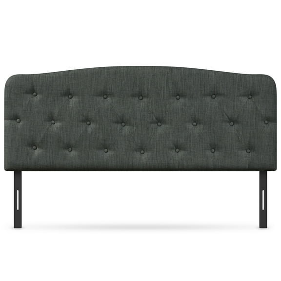 Topbuy Tufted Upholstered Full Size Headboard Adjustable Height Dark Grey
