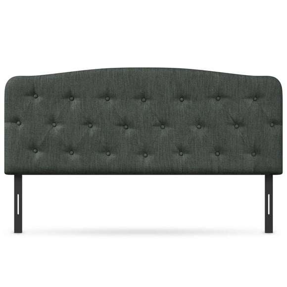 Patiojoy Tufted Upholstered Full Size Headboard Adjustable Height Dark Grey