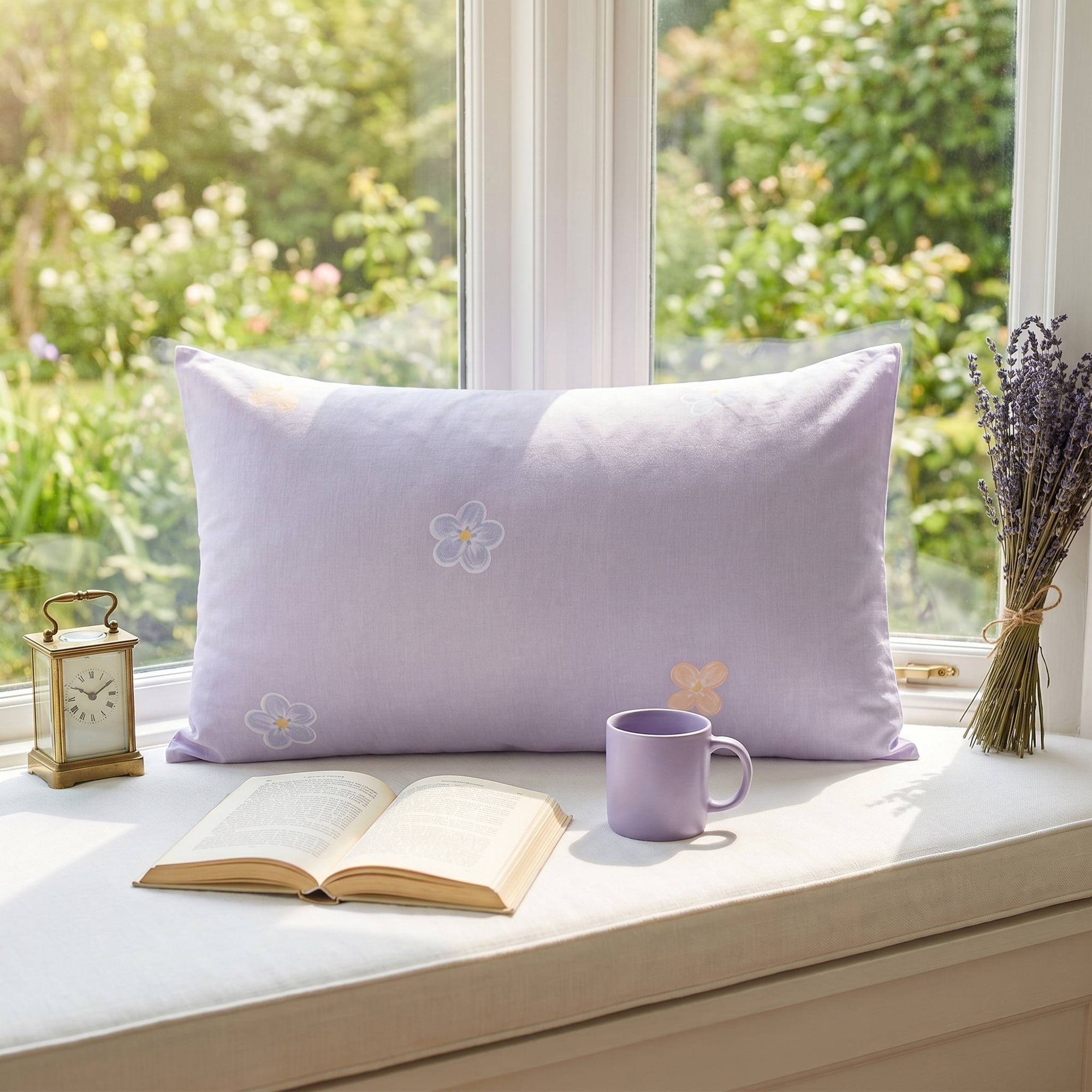 Unique Bargains 2 Pcs Cotton Pillowcase Envelope Closure Wrinkle Resistant Light purple