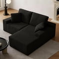 thumbnail image 4 of Sonovafurn Corduroy L-Shaped Sectional Sofa, Boneless Cloud Couch with Memory Foam & Pocket Springs, No Assembly Required Modular Chaise Sofa, Black, 4 of 9