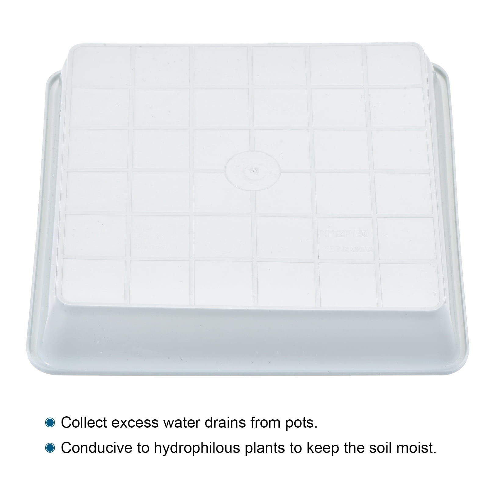 Unique Bargains Plastic Square Plant Saucer Flower Drip Tray 4pcs White 6"