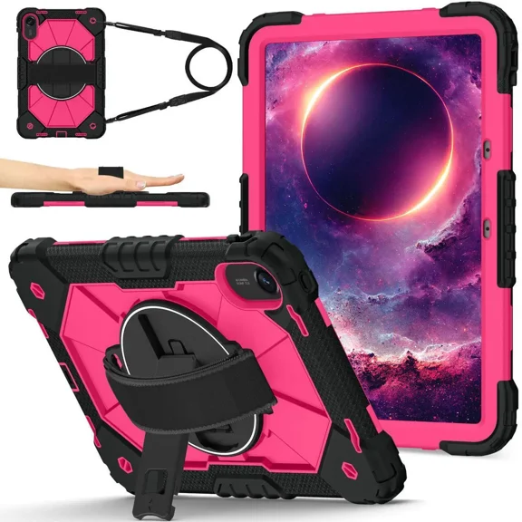 Case for Xiaomi Redmi Pad 2 11 Inch 2025 with Rotating Stand Pencil Holder Hand/Shoulder Strap, Heavy Duty Shockproof Protective Cover