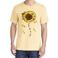 thumbnail image 2 of Wild Bobby,You are My Sunshine Skull and Sunflower, Streetwear, Garment-Dyed Washed Look Short Sleeve T-Shirt, Banana, Medium, 2 of 3