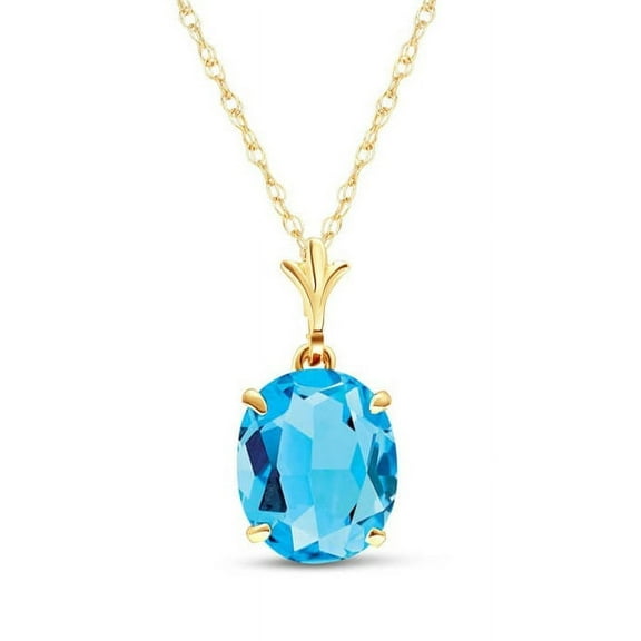 Galaxy Gold 14K Yellow Gold Blue Topaz Pendant Necklace - December Birthstone - Communication & Serenity - 16" to 24" - Fine Jewelry for Women