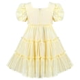 thumbnail image 2 of Girls Yellow Ruffle Layer Square Loose Fit Puff Sleeve Summer Cotton 5 Years, 2 of 6