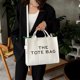 thumbnail image 2 of Bolso de mano de lona para mujer, bolso de mano con cremallera, bolso de hombro de lona de gran capacidad para oficina, viaje, escuela ACTIVE  Biensenido a ACTIVE, 2 of 5