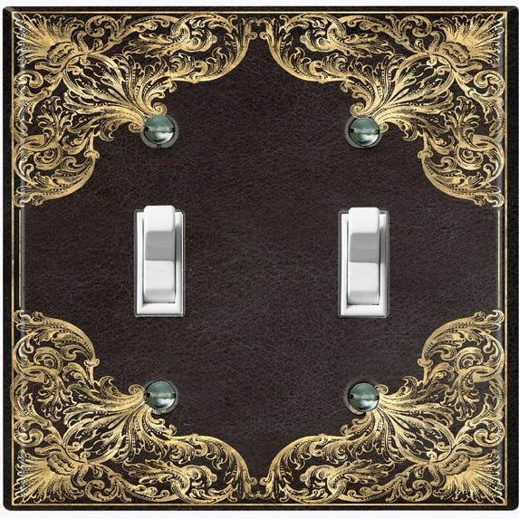 Metal Light Switch Plate Cover Black Yellow French Victorian Frame FRA003