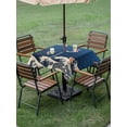 thumbnail image 3 of Outdoor Tablecloth with Umbrella Hole and Zipper, Coastal Wave Square Table Cloth 60x60 Inch Waterproof Tablecloth, Japanese Style Ocean Fish Blue Picnic Table Cover for Patio Camping, 3 of 7