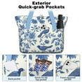 thumbnail image 2 of Tote Bag for Women - Blue Pioneer Flower and Bird Shoulder Bag - Large Utility Work Duffle Bag with Zipper Handbag for Travel, Work, Sprots, 2 of 5