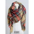 thumbnail image 4 of Women Blanket Scarf Frayed Edge Fashion Winter Fall Lightweight Flannel Shawl Scarves acrylic plaid blanket Cozy warm Scarfs Good Gift Infinity chunky scarf (Khaki), 4 of 6