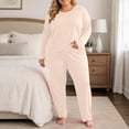 thumbnail image 2 of QQZ Women's Plus Size Crew Neck Thermal Long John Set, Relax Fit Lounge Top & Pants, Moisture-Wicking Heat Retention Two-Piece Suit for Cold Weather Indoor Layering Warmth, 2 of 9