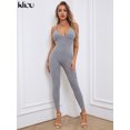 thumbnail image 2 of Mono de punto sin espalda Kliou para mujer, mono sexy de una pieza con tirantes finos, mono largo ajustado liso clásico para mujer, 2 of 5