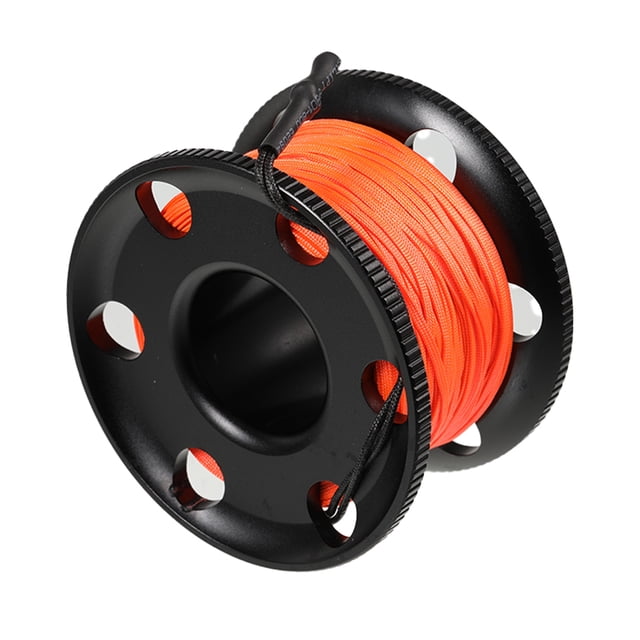 stanreset Bobine de Plongée Moulinet à Doigts Crochet Double Extrémité Aluminium Acier Inoxydable Fibre de Polyester Ligne Orange Sécurité Snorkeling Pêche Noir