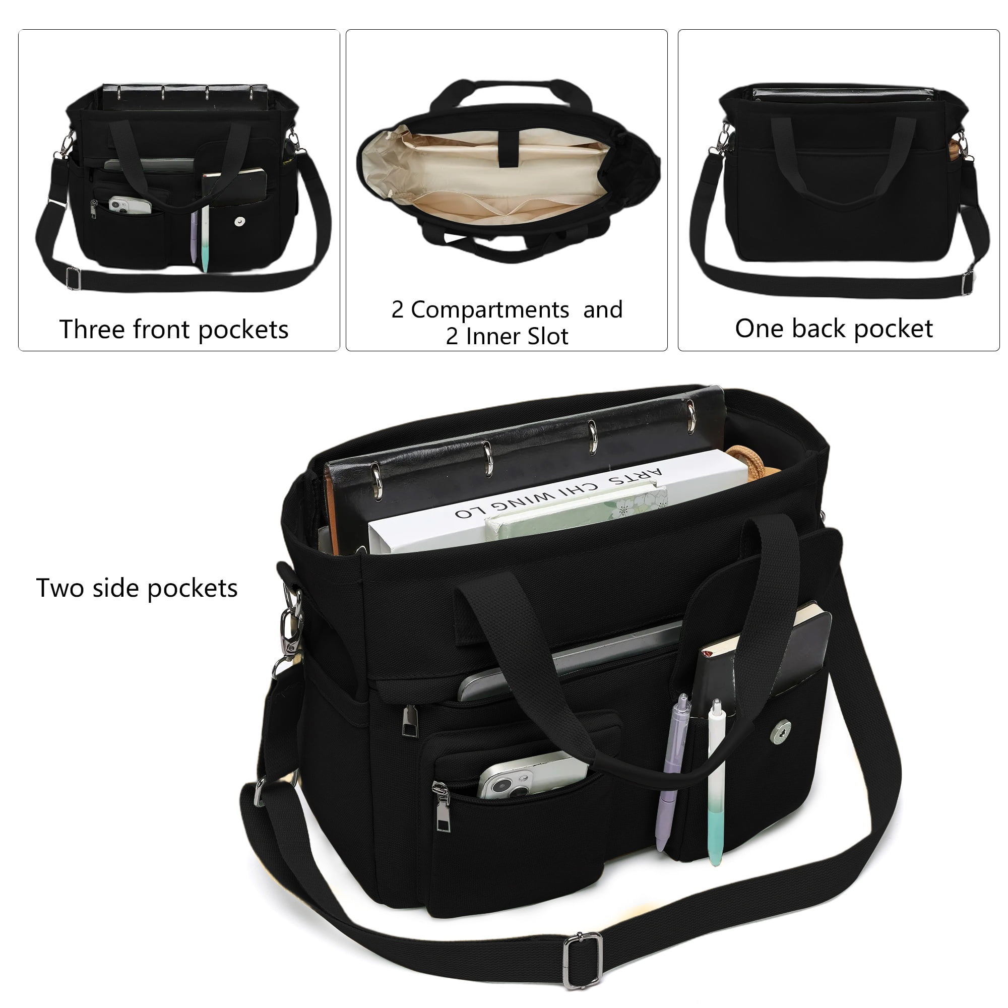 2pcs/set Large Canvas Tote Bag for Women, Laptop Work Bags Crossbody Shoulder Hobo Messenger Handbag Purse Travel Gym Totes