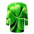 thumbnail image 4 of Staron Soldes de Liquidation T-Shirts de la Saint-Patrick pour Femmes Manches 3/4 Col Rond Tunique Irlandaise Décontractée Douce Mignonne Cœur Vert Basique, 4 of 5