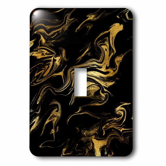 3dRose, Image of Chic Trendy Gold Glitter Veins on Black Marble Agate Gemstone, single toggle switch