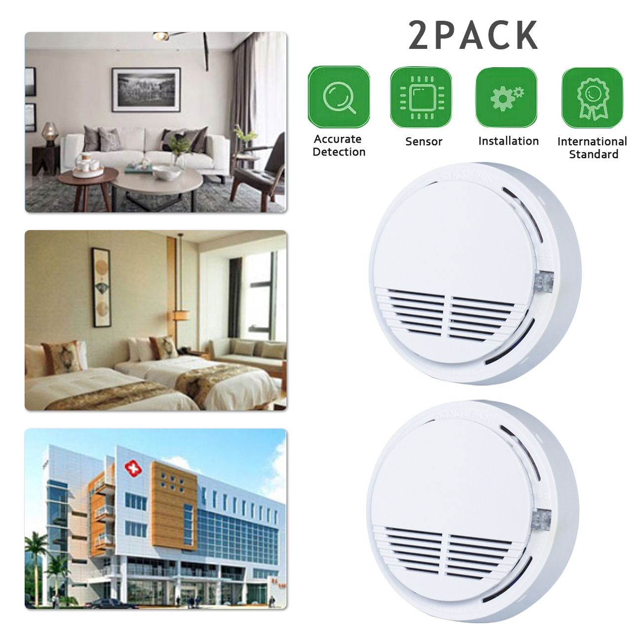AsterOutdoor Smoke Detector Alarm with 85dB Alert