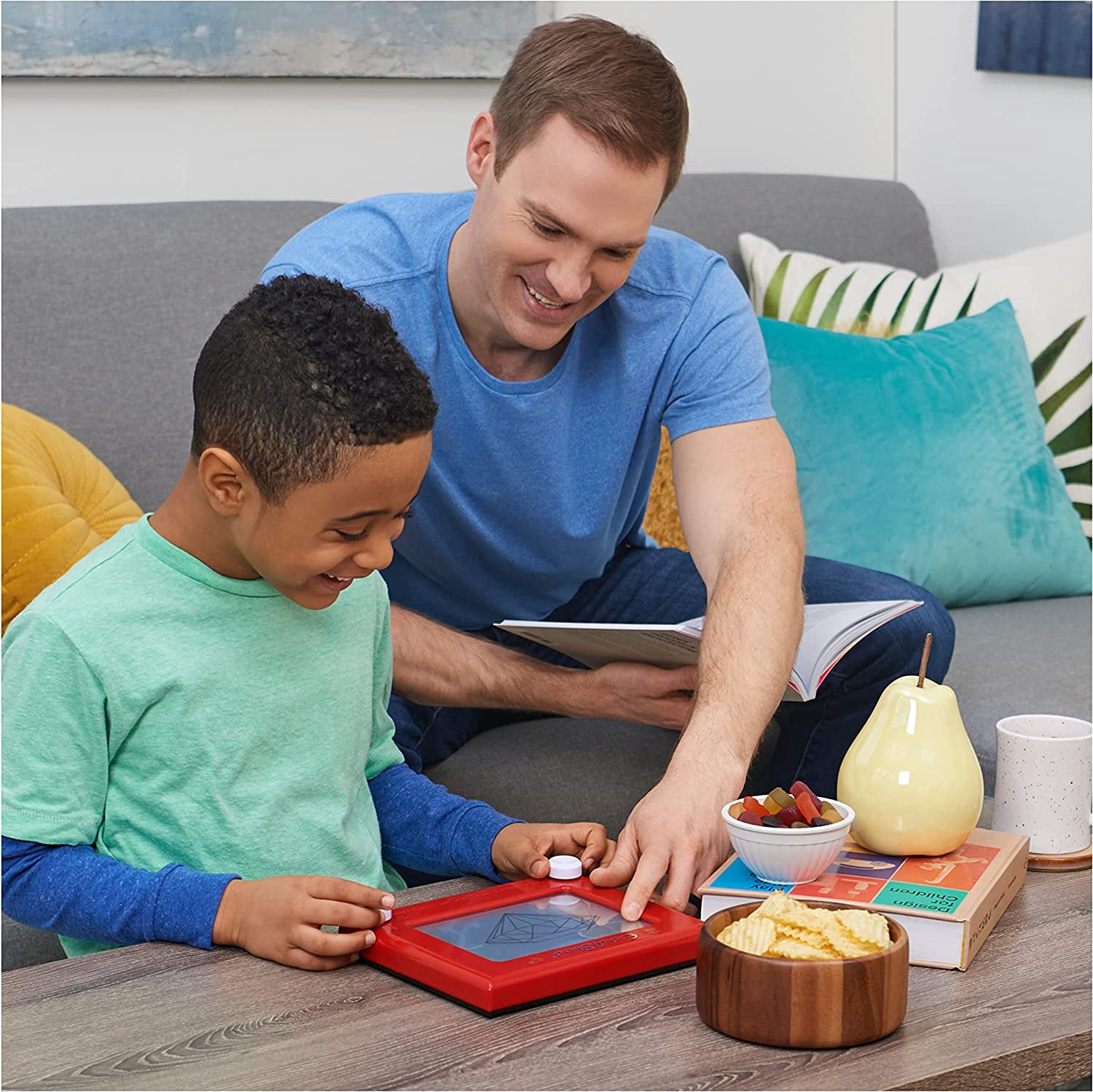 Etch A Sketch Erasable Kids Toy Doodle Tablets, Plastic Red