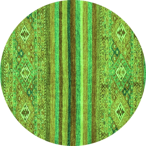 Ahgly Company Indoor Round Abstract Green Modern Area Rugs, 4' Round