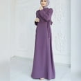thumbnail image 2 of IDOPIP Women Muslim Abaya Dress Long Sleeve Self Tie Modest Dress Ramadan Eid Prayer Clothes, 2 of 7