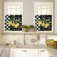thumbnail image 4 of Kitchen Curtains and Valance Set Tier Curtains Vintage Style Black White Plaid Summer Farm Lemons Semi Sheer Curtains for Living Room, Rod Pocket Tiers and Valances for Windows, 3 Piece Set, 4 of 5