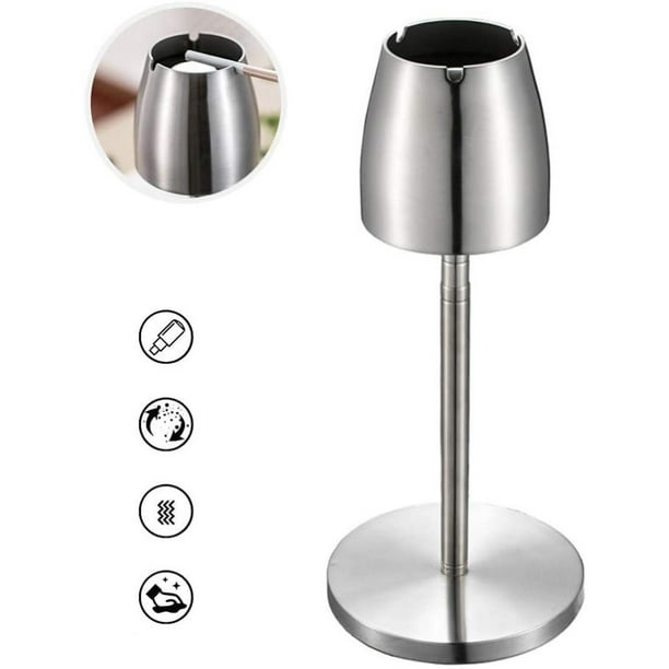 Cenicero exterior de acero inoxidable, cenicero de pie con soporte telescópico, cenicero grande a prueba de viento como cenicero decorado para el hogar / exterior / bar / oficina / cafetería Adepaton LKX-1563