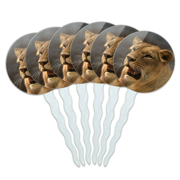 Lioness Female Lion Cupcake Picks Toppers Decoration Set of 6