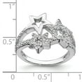 thumbnail image 2 of 925 Sterling Silver Rhodium Plated Cubic Zirconia Triple Star Ring Size 6, 2 of 6
