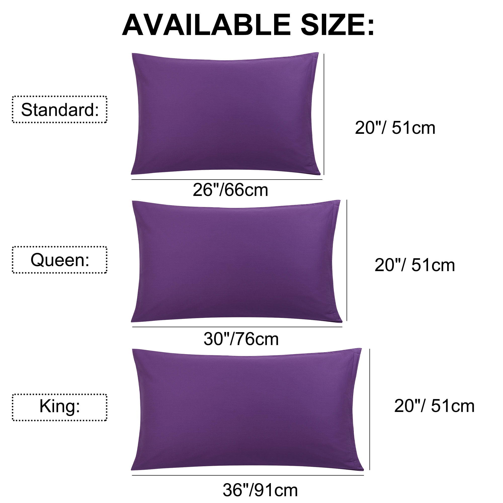 Unique Bargains Breathable Zipper Closure Cotton Pillowcases 2 Pcs Grape Standard