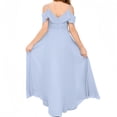thumbnail image 2 of V Neck Junior Bridesmaid Dresses Long Off-Shoulder Chiffon Flower Girl Dress for Teen Girls Party Pageant Gowns-Sky Blue-6Y, 2 of 9