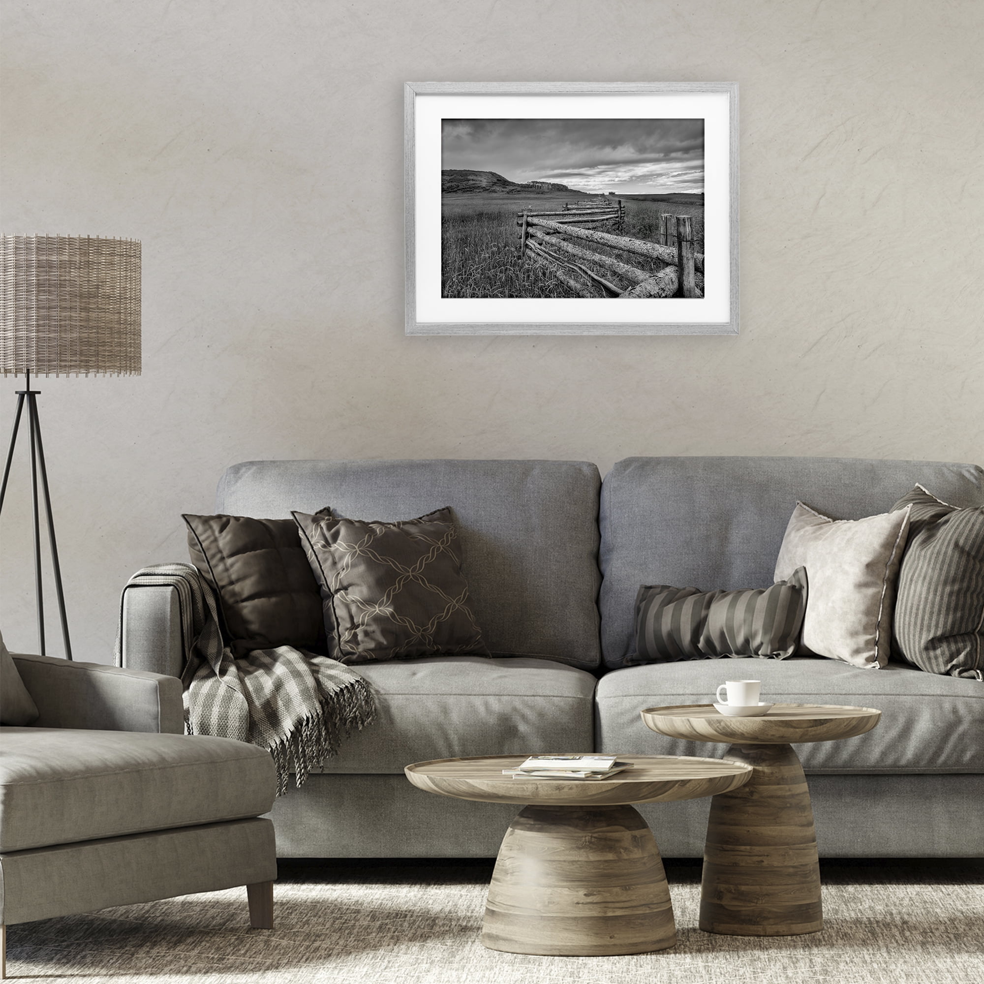 Stupell Industries Weathered Fence to Distant Horizon Gray Framed Print Under Glass, design by Jon Evan