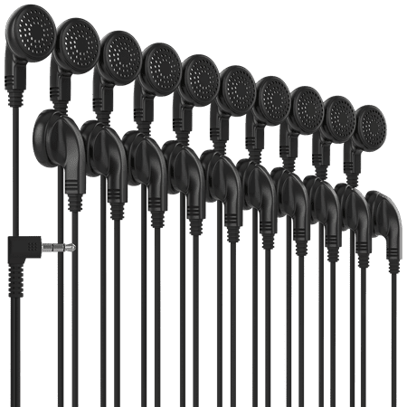 Bulk Earphones Earbuds Headphones Wholesale Lot Inexpensive Disposable Replacement for Kids Individually Bagged for School Classroom Students (30 Pack Blue)