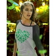 thumbnail image 6 of Tstars Womens Irish Green Clovers Heart St Patricks Day Shamrock Shirts Gift for Her Irish Shirt Pride Proud Irish 3-4 Women Sleeve Baseball Jersey Shirt, 6 of 7