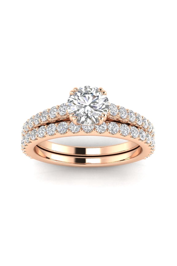 1.50ctw Diamond Engagement Ring Bridal Set in 14k Rose Gold (G-H, I2-I3, 1.50ctw)