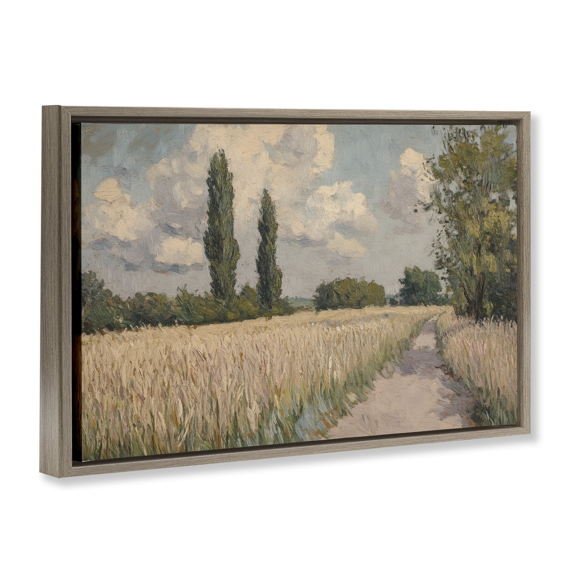 Stupell Industries Summer Path Between Poplars Brown Framed Floater Canvas Wall Art, design by Petal Prints Design