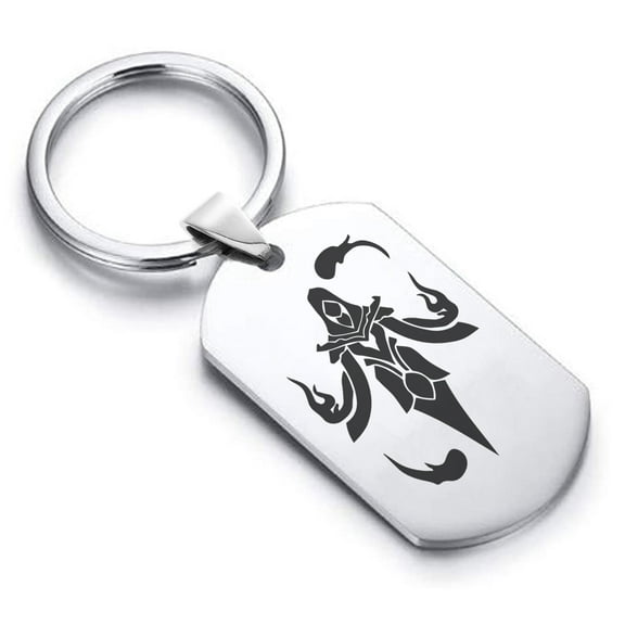Stainless Steel Mage Fantasy Class Dog Tag Keychain Circle Ring
