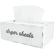 Dryer Sheet Dispenser; Countertop Rustic White Fabric Softener Sheet Holder