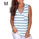 thumbnail image 1 of Camiseta de verano con cuello en V casual sin mangas con rayas de chaleco para mujer, azul, blanco, M Yuarrent AP002567-07, 1 of 5