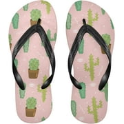 Bestwell Cute Cactus Design Flip Flops Sandals for Women/Men, Soft Light Anti-Slip for Comfortable Walk, Suitable for House, Beach, Travel - XS