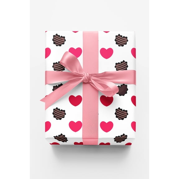 London Penny Premium Wrapping Paper - Hearts Choco