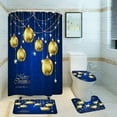 thumbnail image 2 of 4pcs Christmas Ball Shower Curtain Set with Rug Merry Christmas Gold Xmas Ball Blue Vintage Wintar Holiday Happy New Year Bathroom Set with Hooks(Bath Mat,U Shape and Toilet Lid Cover Mat), 2 of 9