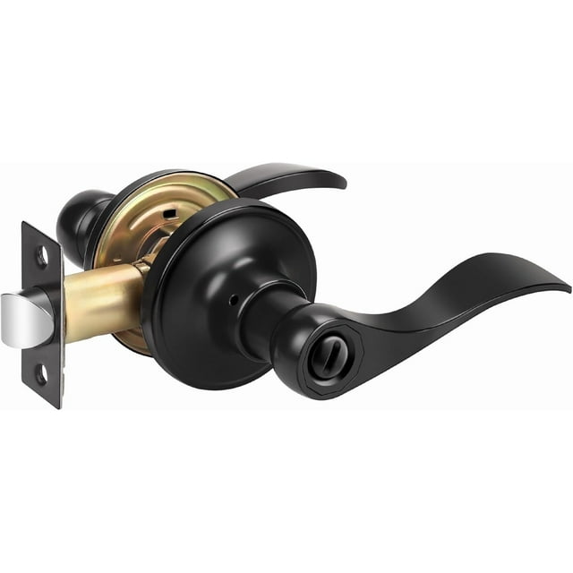 Wave Style Privacy Bed Bath Door Levers in Satin Nickel Finish Interior Keyless Door Handles Locksets