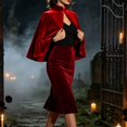 thumbnail image 5 of ZACPNCV Women Short Velvet Cape Shawl Stand Collar Frog Button Evening Gown Wrap Elegant Velvet Cape for Wedding Dinner Party Formal Evening A-Burgundy, 5 of 9