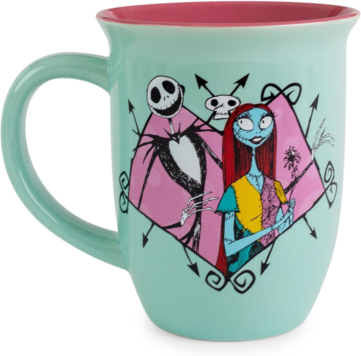 Silver Buffalo Disney Nightmare Before Christmas Jack and Sally Misfit Love Wide Rim Ceramic Mug, 16 Ounces