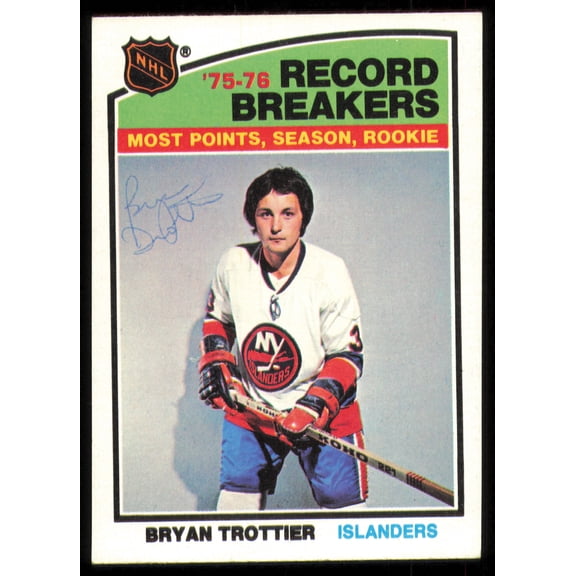 Collectible Bryan Trottier Autographed 1976-77 Topps Rookie Card #67 New York Islanders SKU #255306